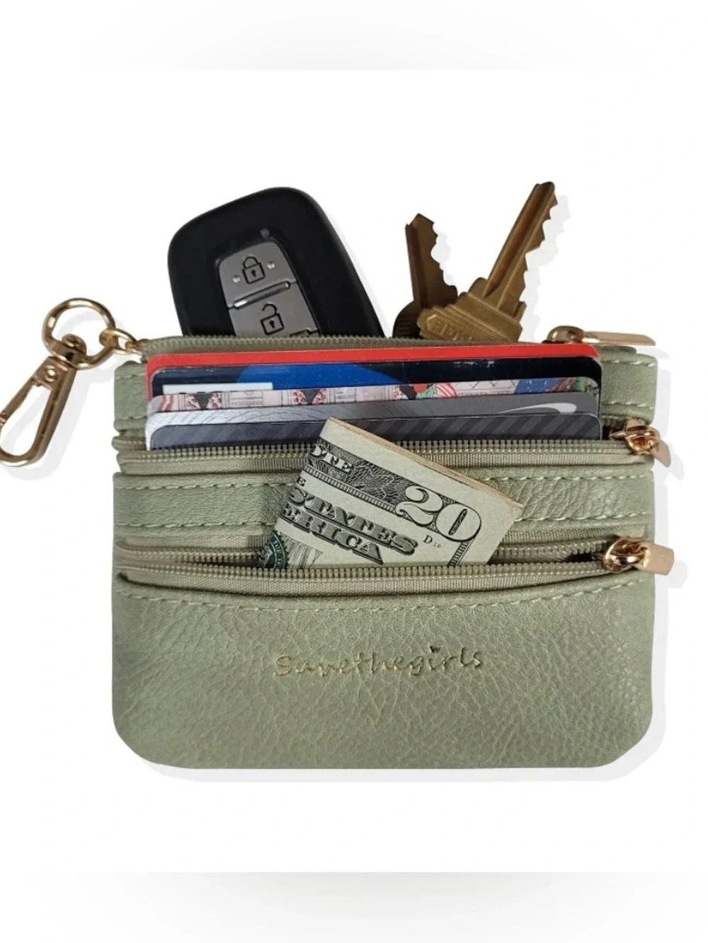 Save the Girls Clip & Go Strap w/ Zippered Pouch NWT Sage green - Picture 11 of 11